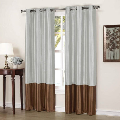 2-Piece: Faux Silk Thermal Two Toned Blackout Grommet Window Curtain Panels Set DailySale