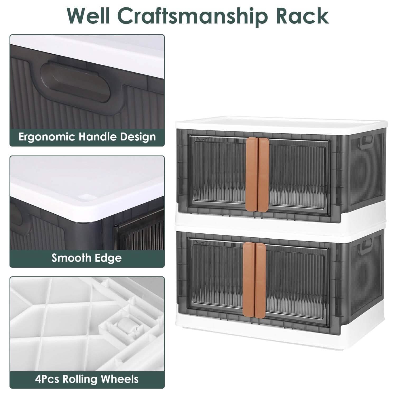 2-Piece: Foldable Stackable Storage Bins with Lid DailySale