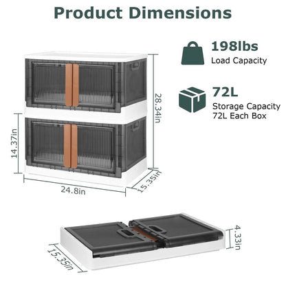 2-Piece: Foldable Stackable Storage Bins with Lid DailySale