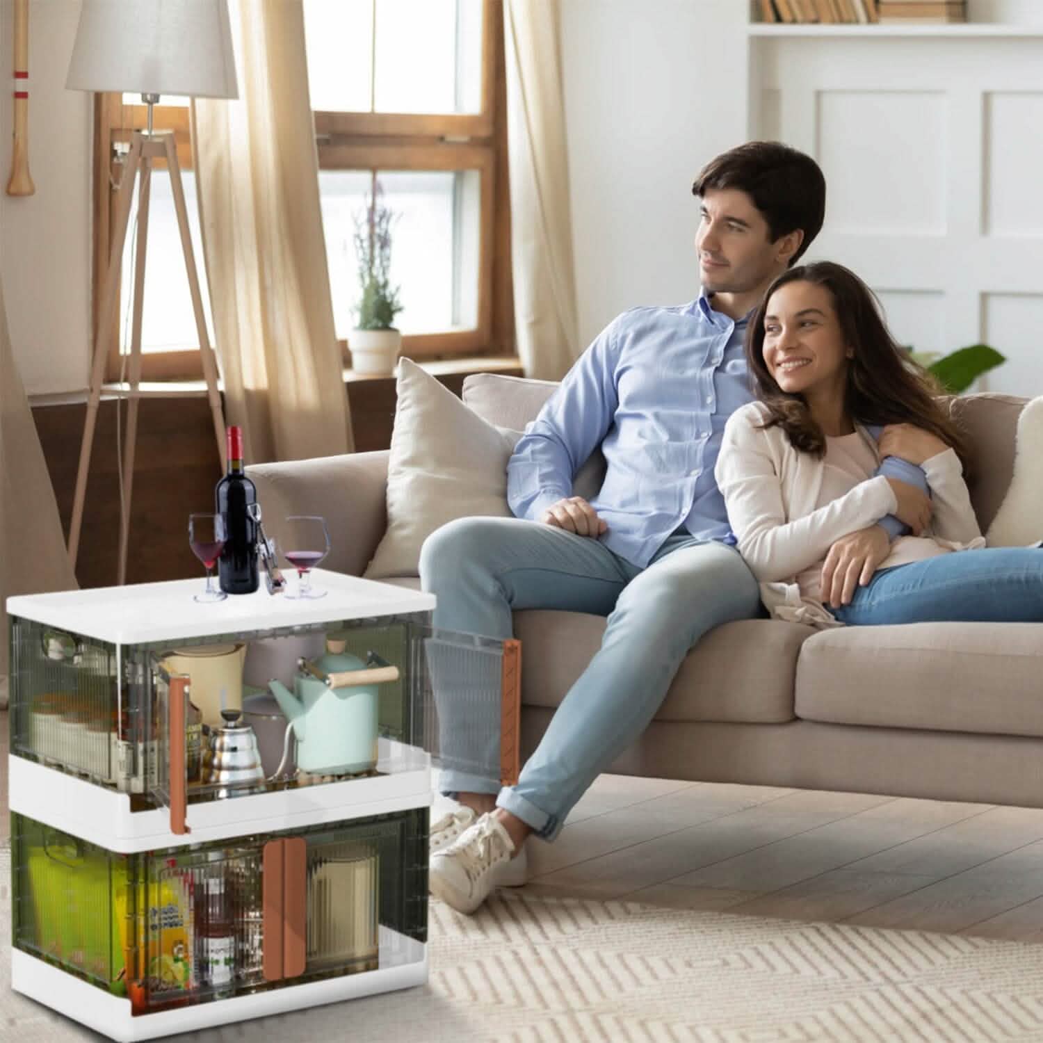 2-Piece: Foldable Stackable Storage Bins with Lid DailySale