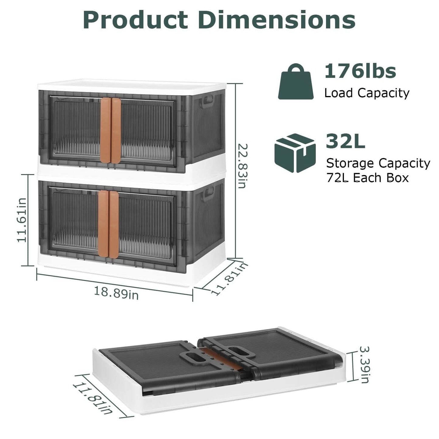 2-Piece: Foldable Stackable Storage Bins with Lid DailySale