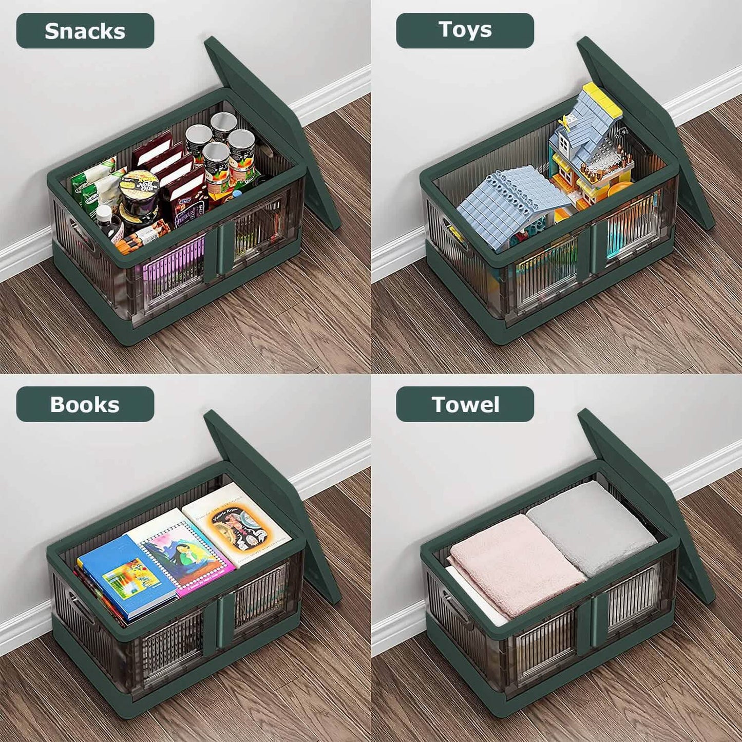 2-Piece: Foldable Stackable Storage Bins with Lid DailySale