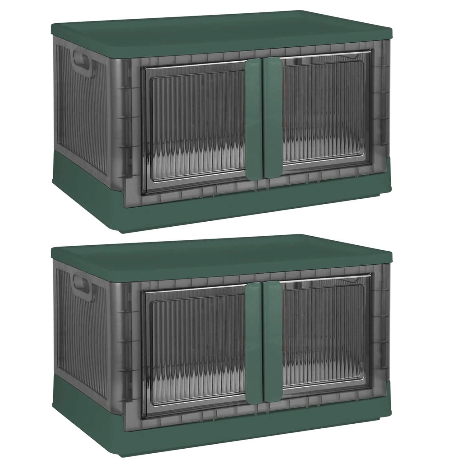 2-Piece: Foldable Stackable Storage Bins with Lid DailySale