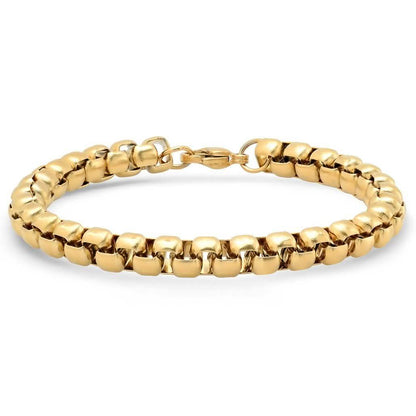 2-Piece: Green Agate Beaded and 18k Gold Plated Box Link Bracelet Set DailySale