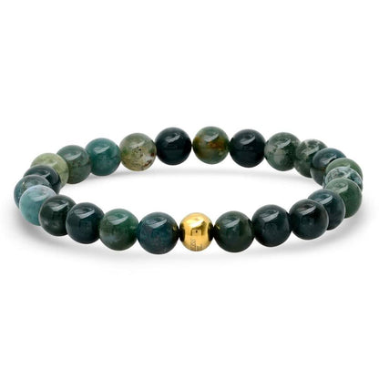 2-Piece: Green Agate Beaded and 18k Gold Plated Box Link Bracelet Set DailySale