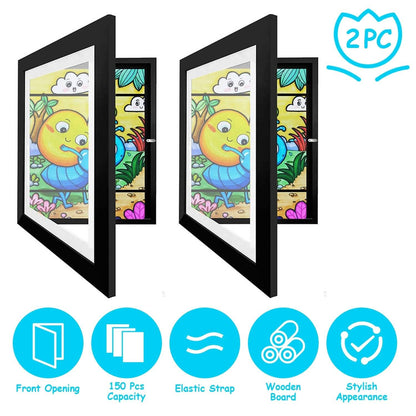 2-Piece: Kids Art Frame Front Opening Wooden Picture Frame DailySale