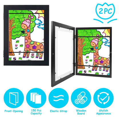 2-Piece: Kids Art Frame Front Opening Wooden Picture Frame DailySale