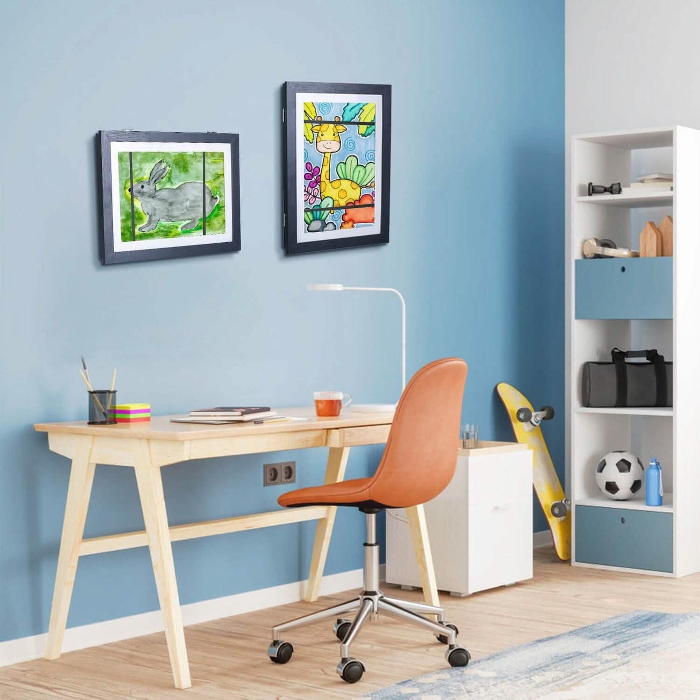 2-Piece: Kids Art Frame Front Opening Wooden Picture Frame DailySale