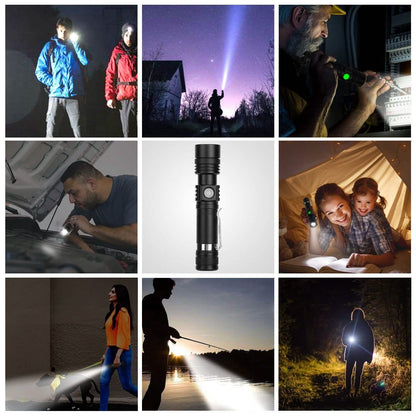 2-Piece: LED Handheld Flashlight Zoomable USB Rechargable DailySale