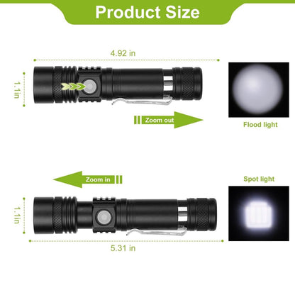 2-Piece: LED Handheld Flashlight Zoomable USB Rechargable DailySale