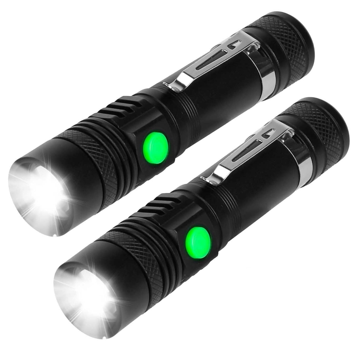2-Piece: LED Handheld Flashlight Zoomable USB Rechargable DailySale