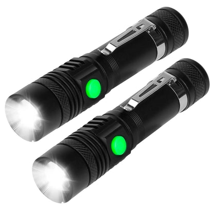 2-Piece: LED Handheld Flashlight Zoomable USB Rechargable DailySale