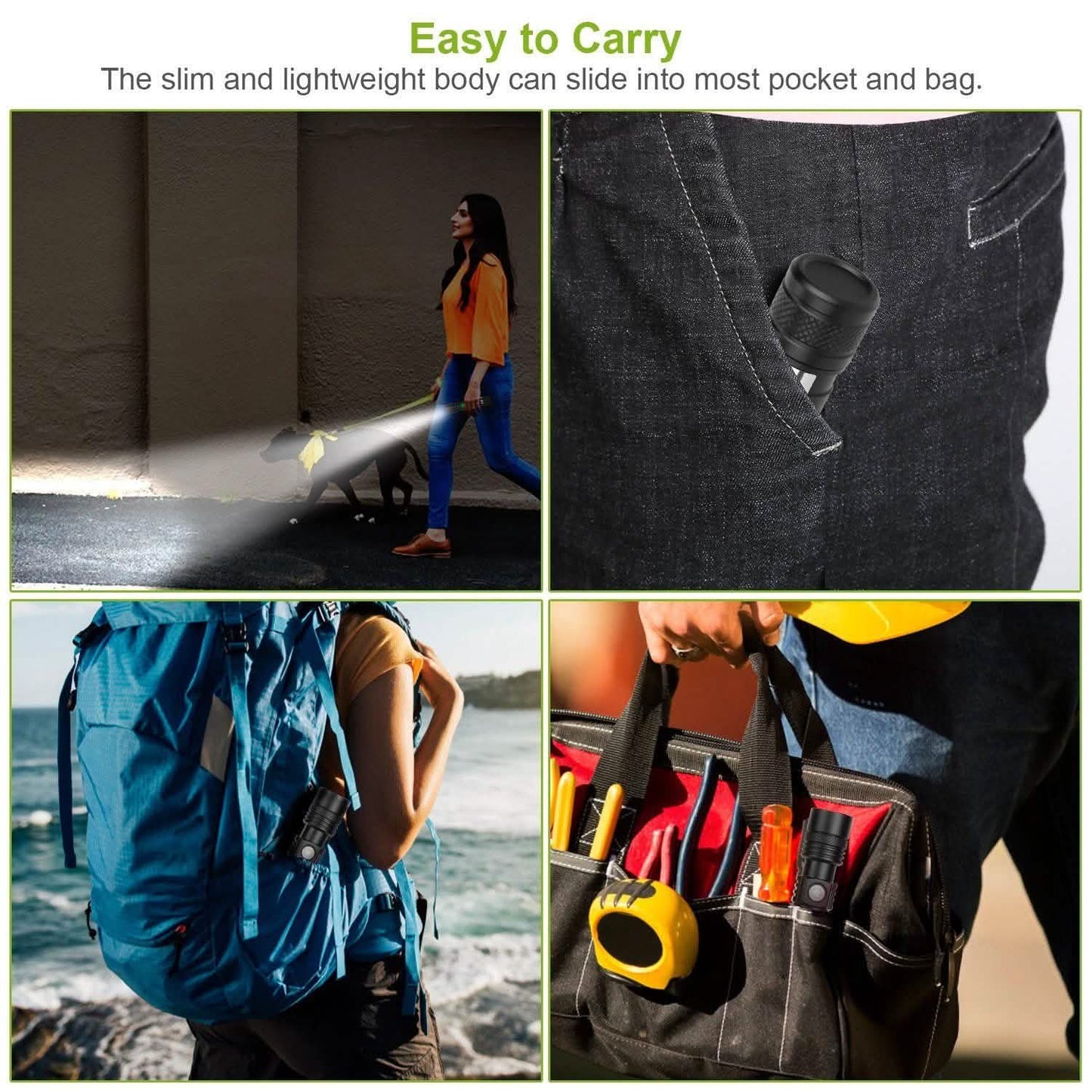 2-Piece: LED Handheld Flashlight Zoomable USB Rechargable DailySale