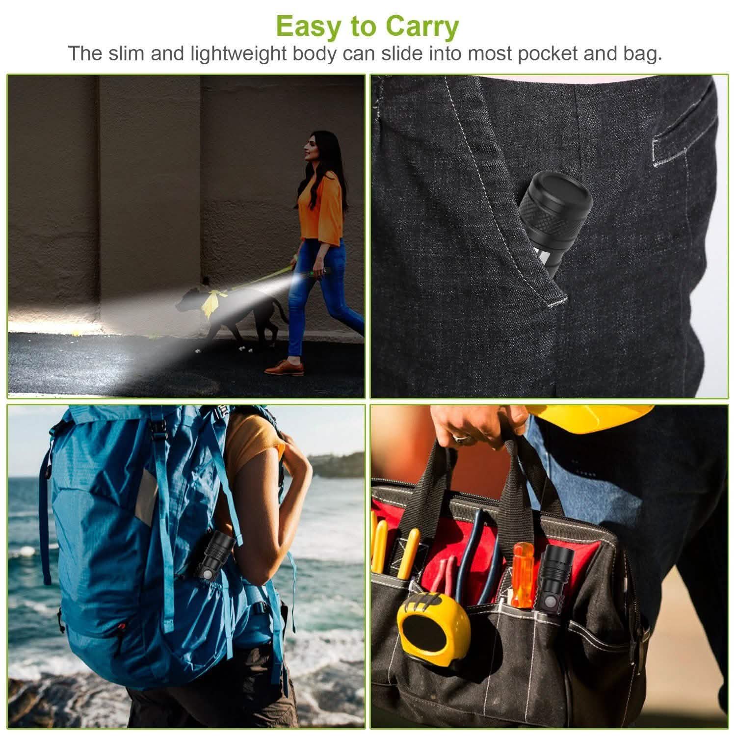 2-Piece: LED Handheld Flashlight Zoomable USB Rechargable DailySale