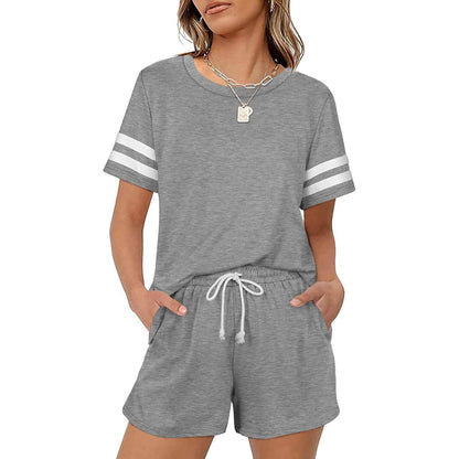 2-Piece: Loungewear for Women Short Sleeve Sweatsuit Sets Crewneck Loose Fit Outfits DailySale