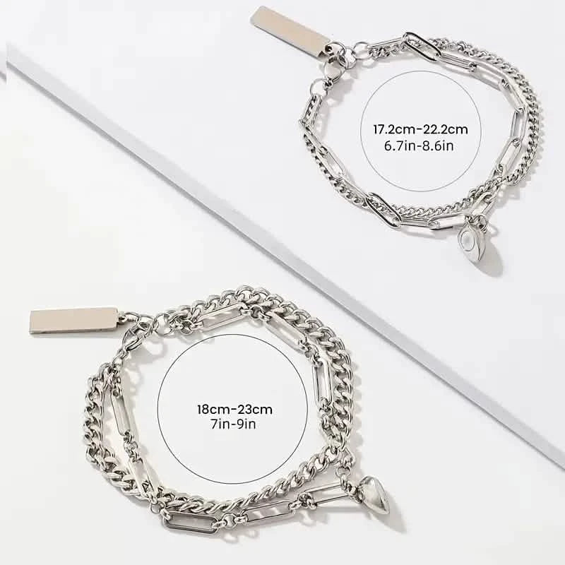 2-Piece: Lovers' Titanium Steel Love Magnet Bracelet DailySale