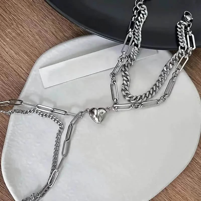 2-Piece: Lovers' Titanium Steel Love Magnet Bracelet DailySale