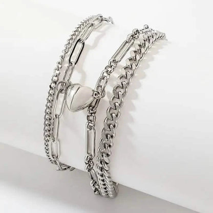 2-Piece: Lovers' Titanium Steel Love Magnet Bracelet DailySale