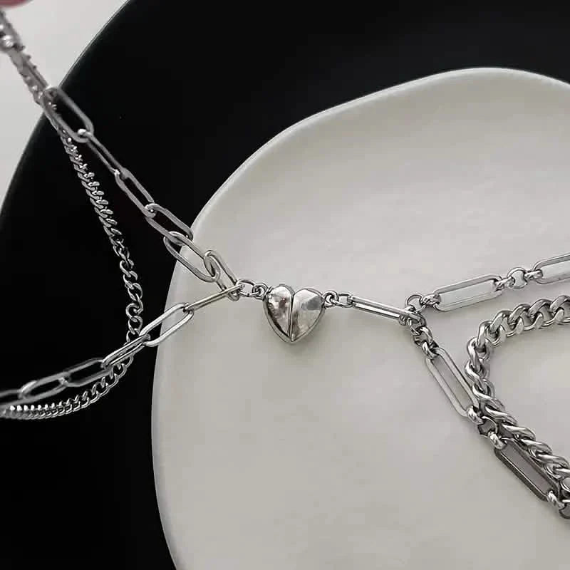 2-Piece: Lovers' Titanium Steel Love Magnet Bracelet DailySale