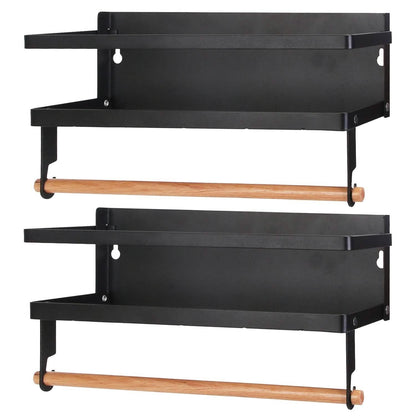 2-Piece: Magnetic Spice Racks for Refrigerator with Paper Towel Holder DailySale