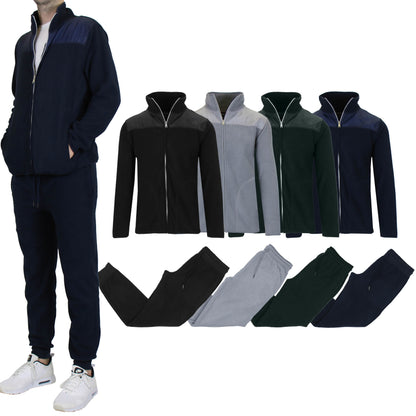 2-Piece: Men's Polar Fleece Sweater Jacket & Jogger Sweatpants Set DailySale