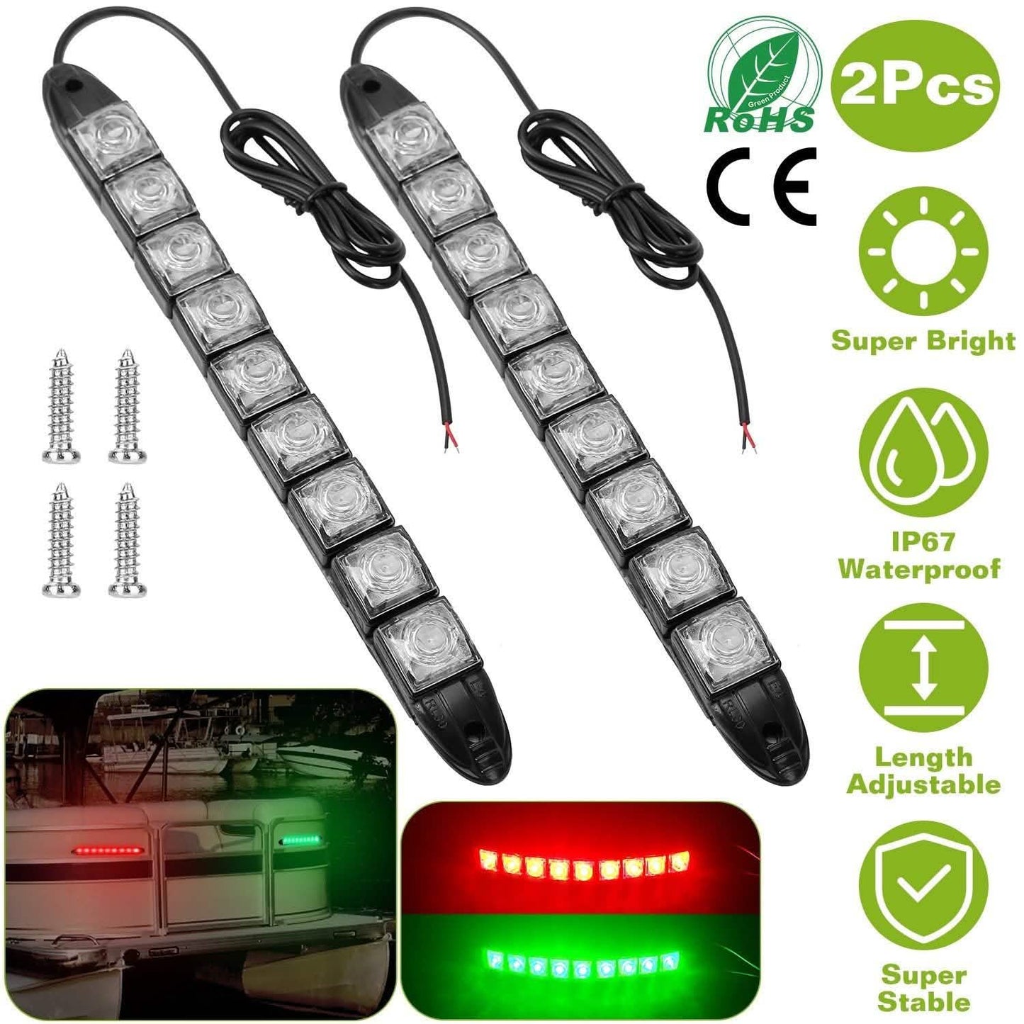 2-Piece: Navigation Marine Boat Strip 9 LED Lights DailySale