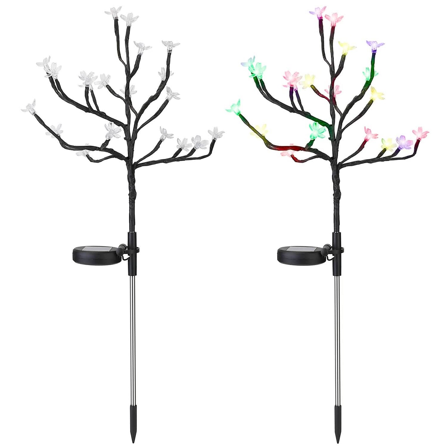 2-Piece: Outdoor Solar Light Cherry Blossom Flower Landscape Light DailySale