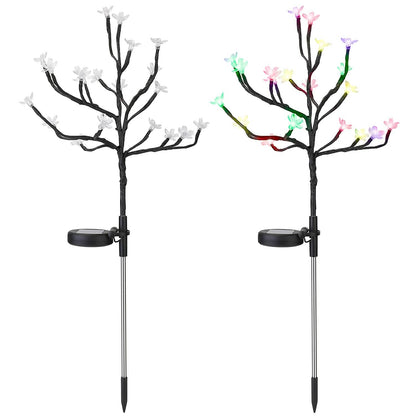 2-Piece: Outdoor Solar Light Cherry Blossom Flower Landscape Light DailySale