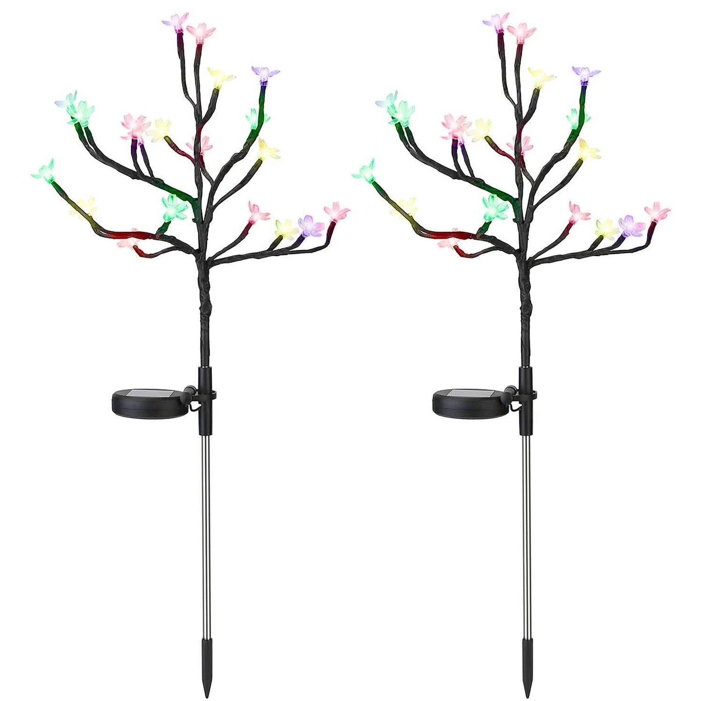 2-Piece: Outdoor Solar Light Cherry Blossom Flower Landscape Light DailySale