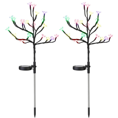 2-Piece: Outdoor Solar Light Cherry Blossom Flower Landscape Light DailySale