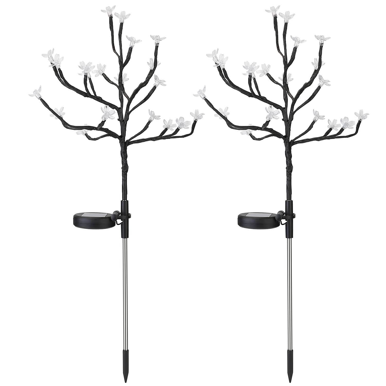 2-Piece: Outdoor Solar Light Cherry Blossom Flower Landscape Light DailySale