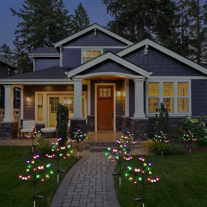 2-Piece: Outdoor Solar Light Cherry Blossom Flower Landscape Light DailySale