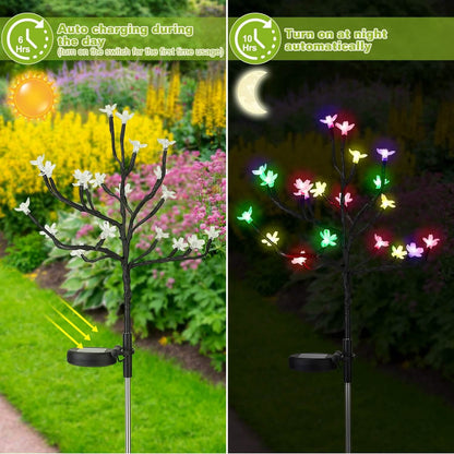 2-Piece: Outdoor Solar Light Cherry Blossom Flower Landscape Light DailySale