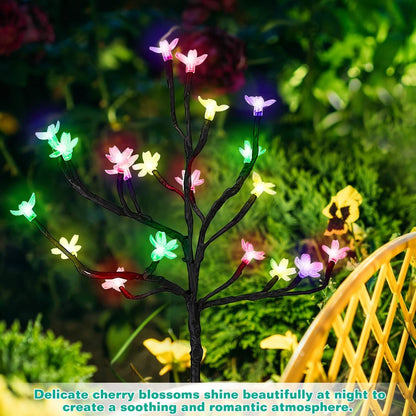 2-Piece: Outdoor Solar Light Cherry Blossom Flower Landscape Light DailySale
