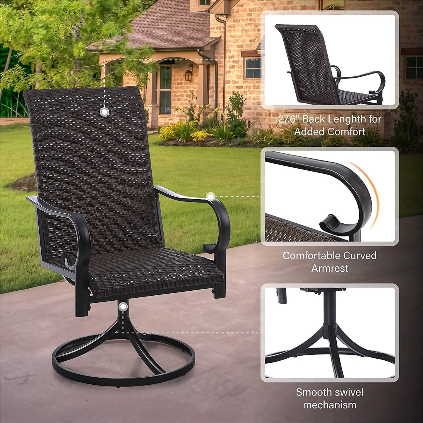 2-Piece: Outdoor Swivel Rattan Dining Chair Set DailySale