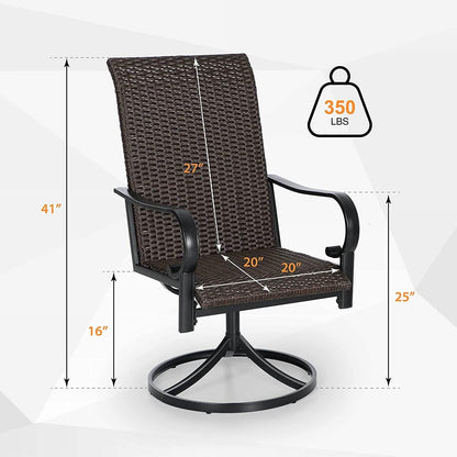 2-Piece: Outdoor Swivel Rattan Dining Chair Set DailySale