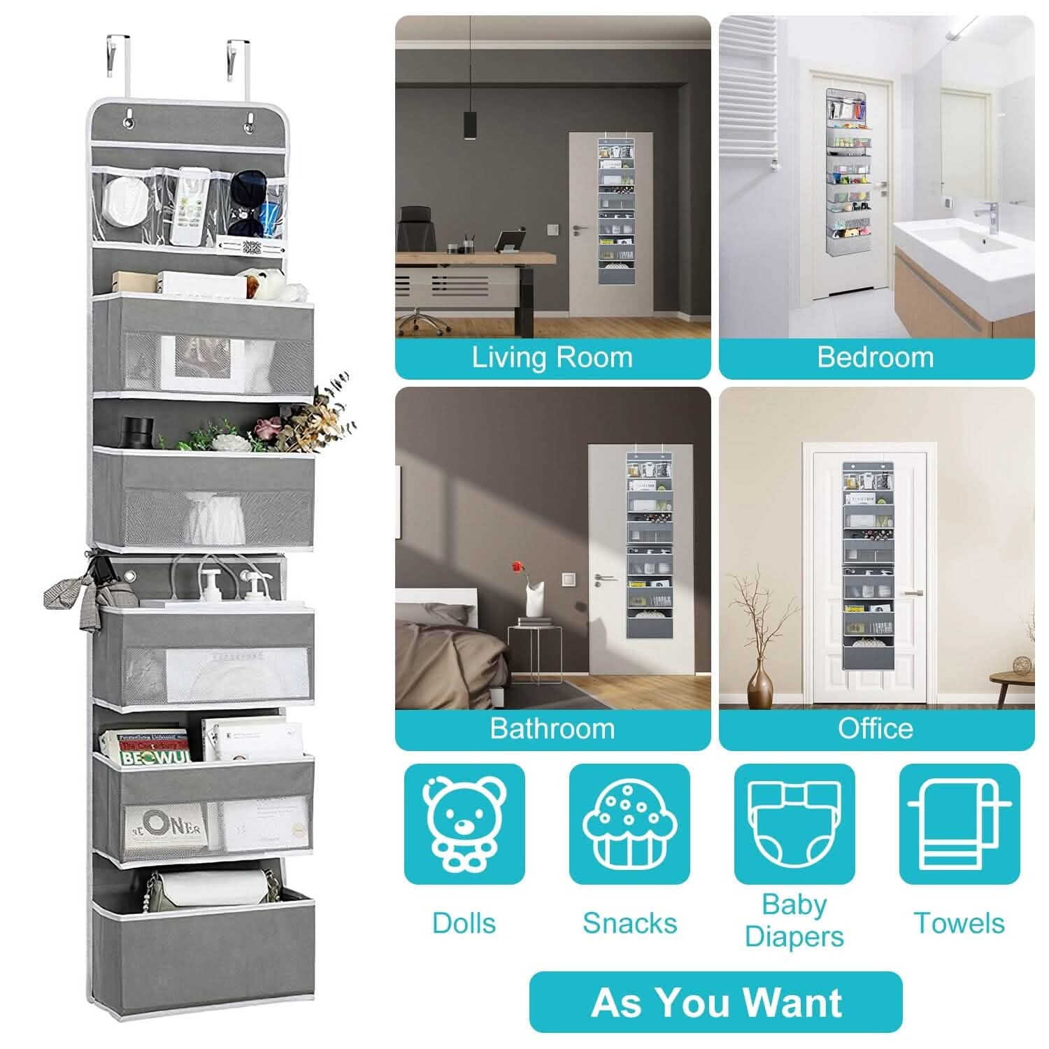 2-Piece: Over the Door Organizer 6-Tier Hanging Basket DailySale