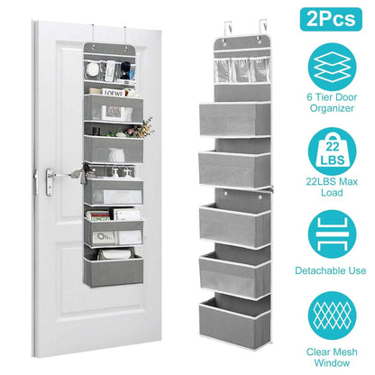 2-Piece: Over the Door Organizer 6-Tier Hanging Basket DailySale
