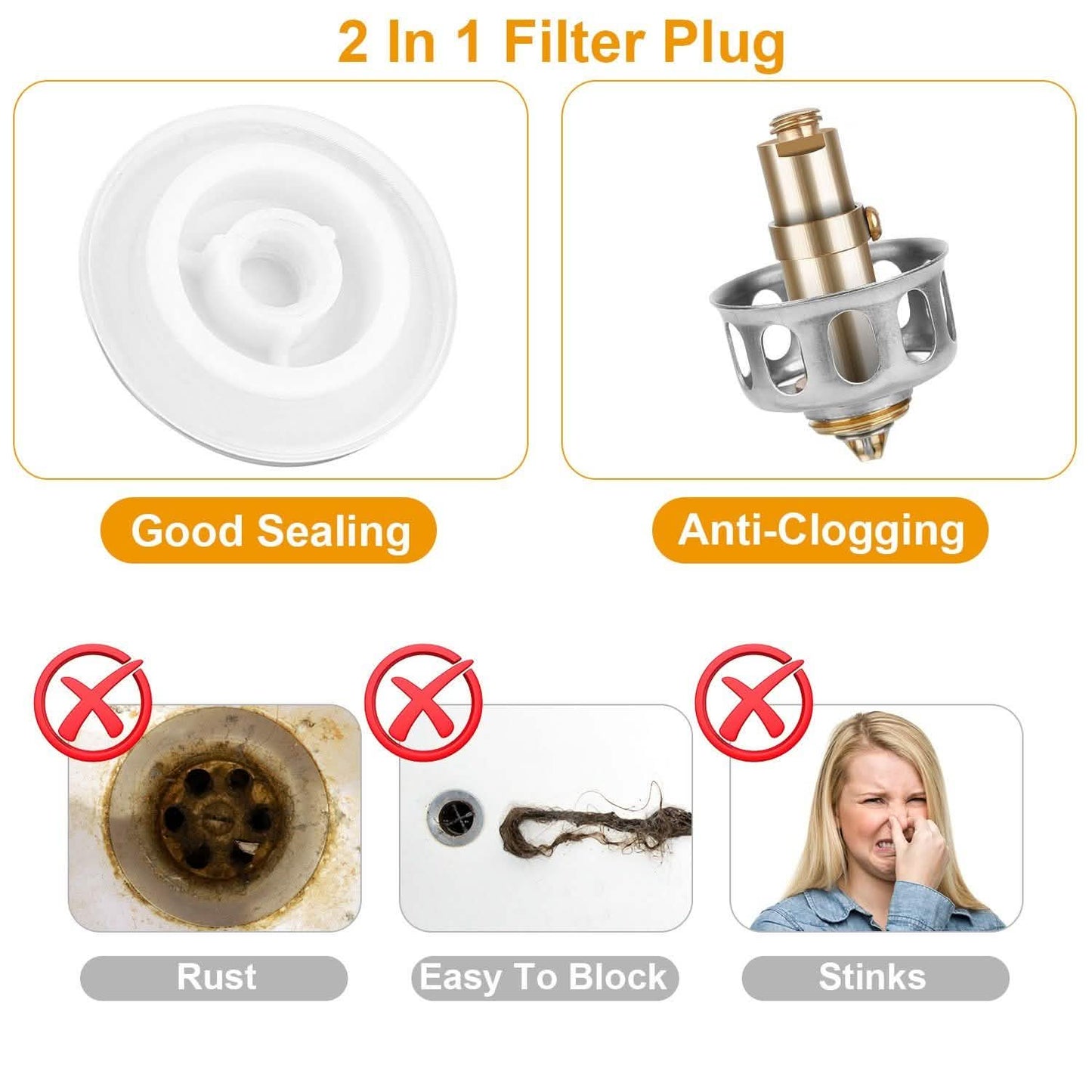 2-Piece: Pop Up Sink Drain Plugs DailySale