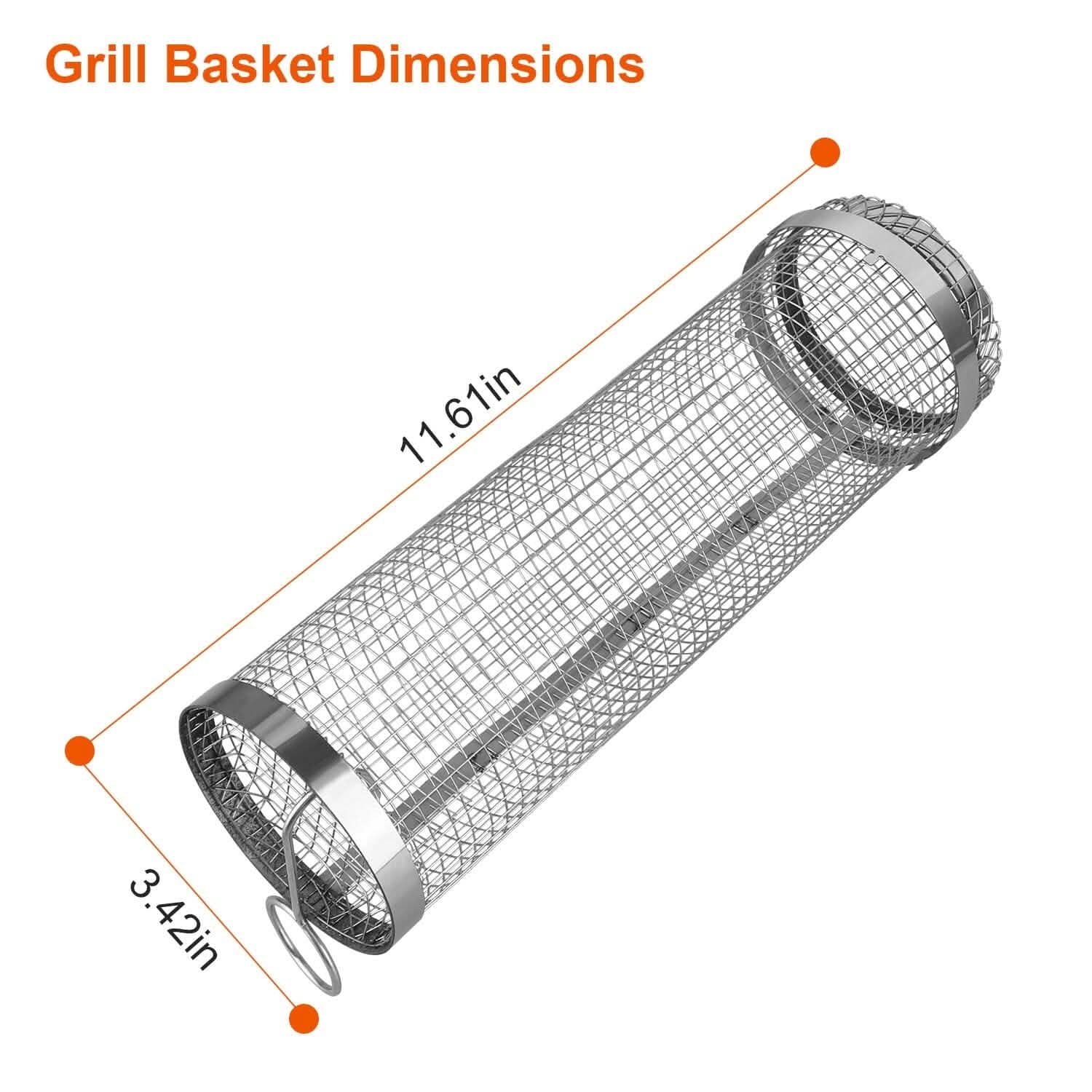 2-Piece: Portable BBQ Rolling Basket Round Stainless Steel Grill DailySale