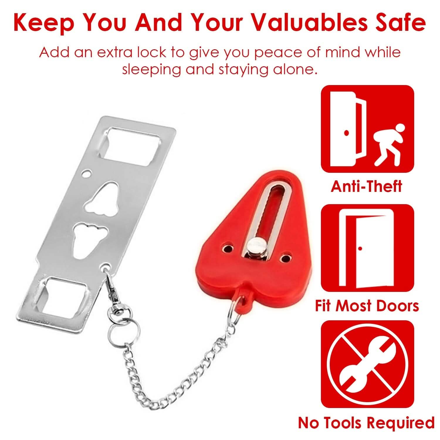 2-Piece: Portable Travel Door Lock Home Hotel Apartment Security Lock DailySale