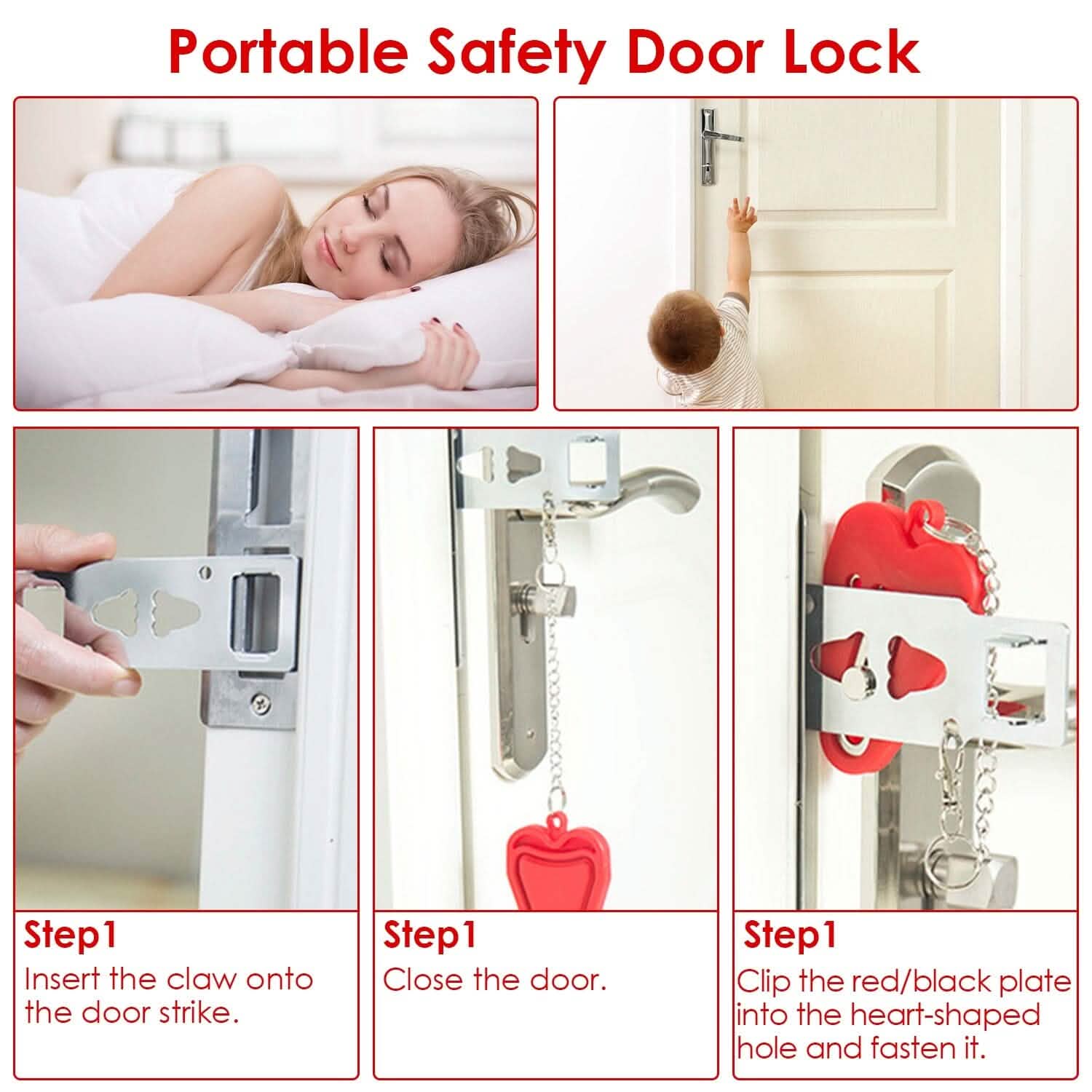 2-Piece: Portable Travel Door Lock Home Hotel Apartment Security Lock DailySale