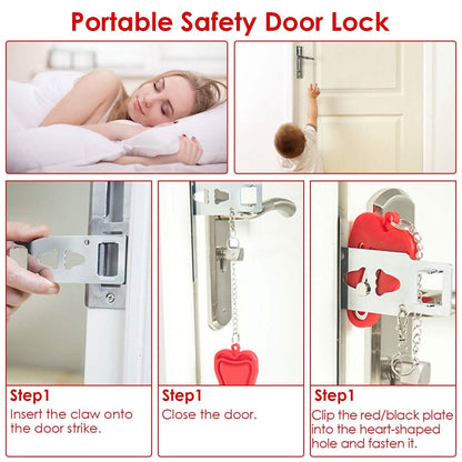 2-Piece: Portable Travel Door Lock Home Hotel Apartment Security Lock DailySale