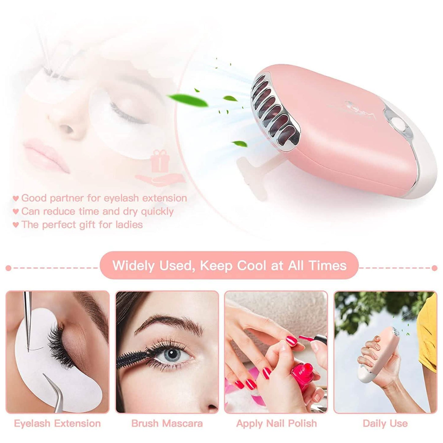 2-Piece: Rechargeable Handheld Mini Eyelash Fan DailySale