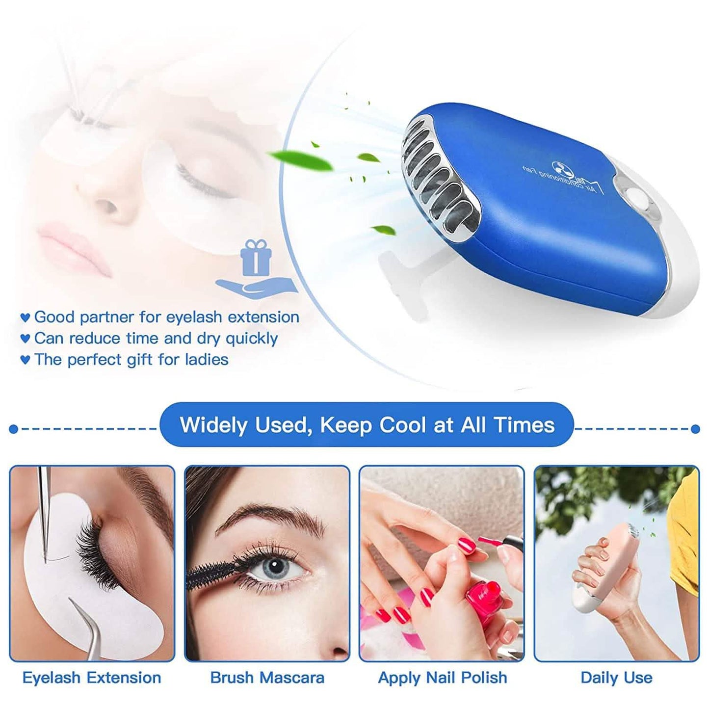 2-Piece: Rechargeable Handheld Mini Eyelash Fan DailySale