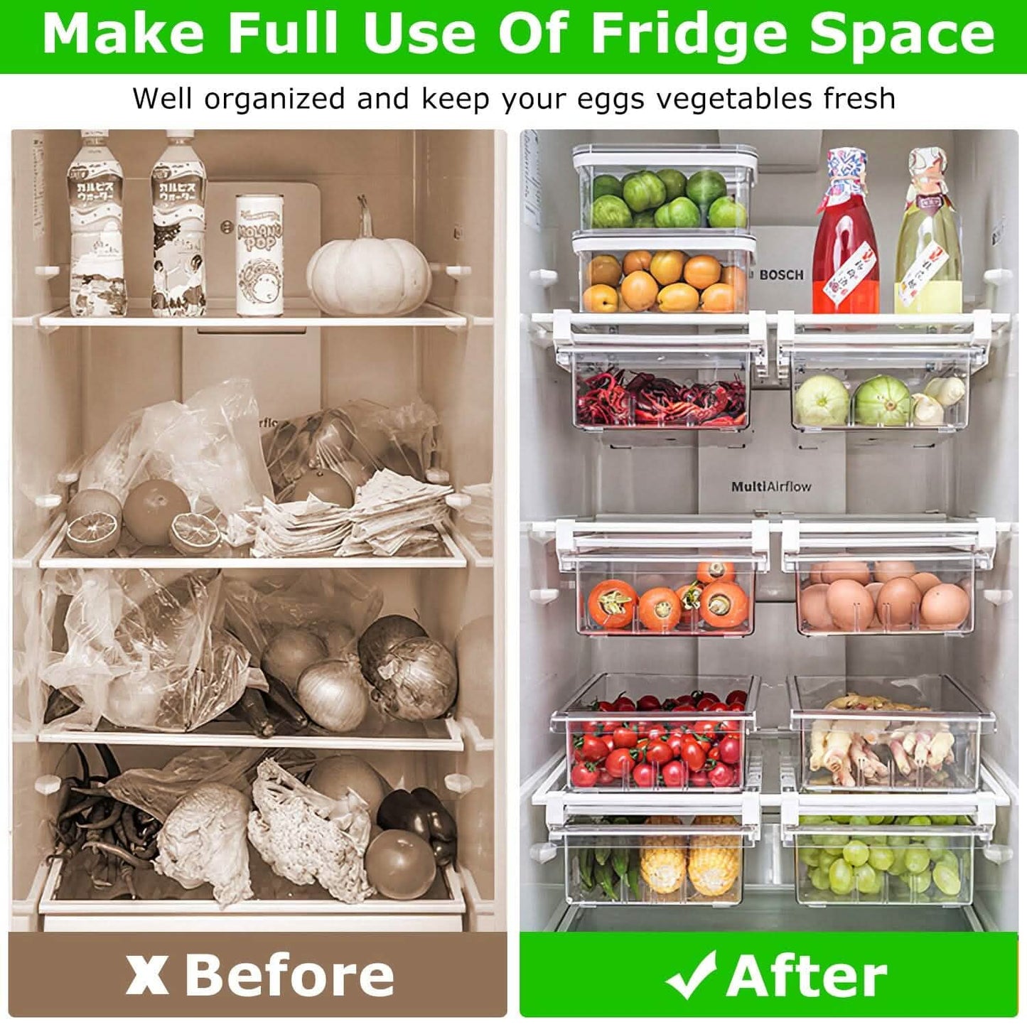 2-Piece: Refrigerator Egg Drawer 36 Egg Capacity Snap On Hanging Storage Tray DailySale