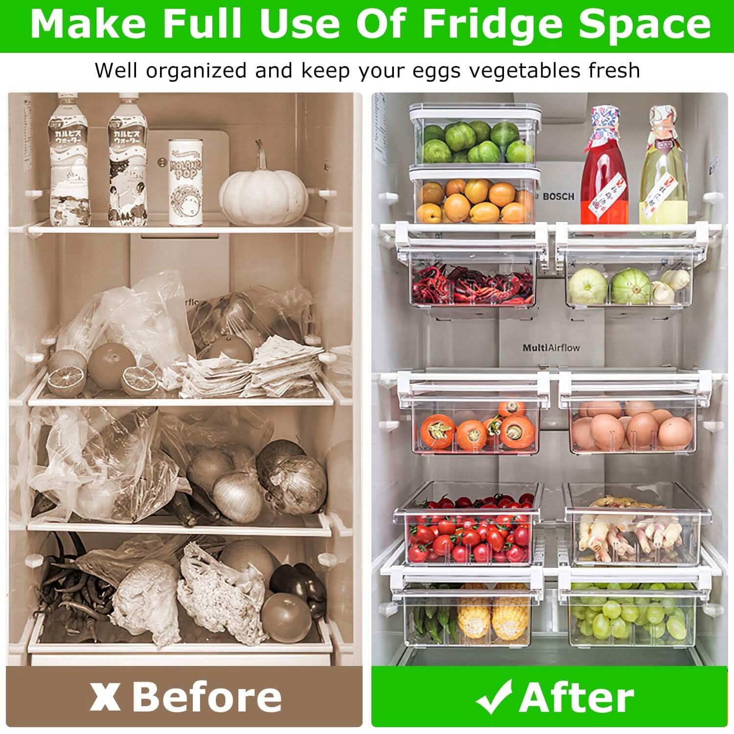 2-Piece: Refrigerator Egg Drawer 36 Egg Capacity Snap On Hanging Storage Tray DailySale