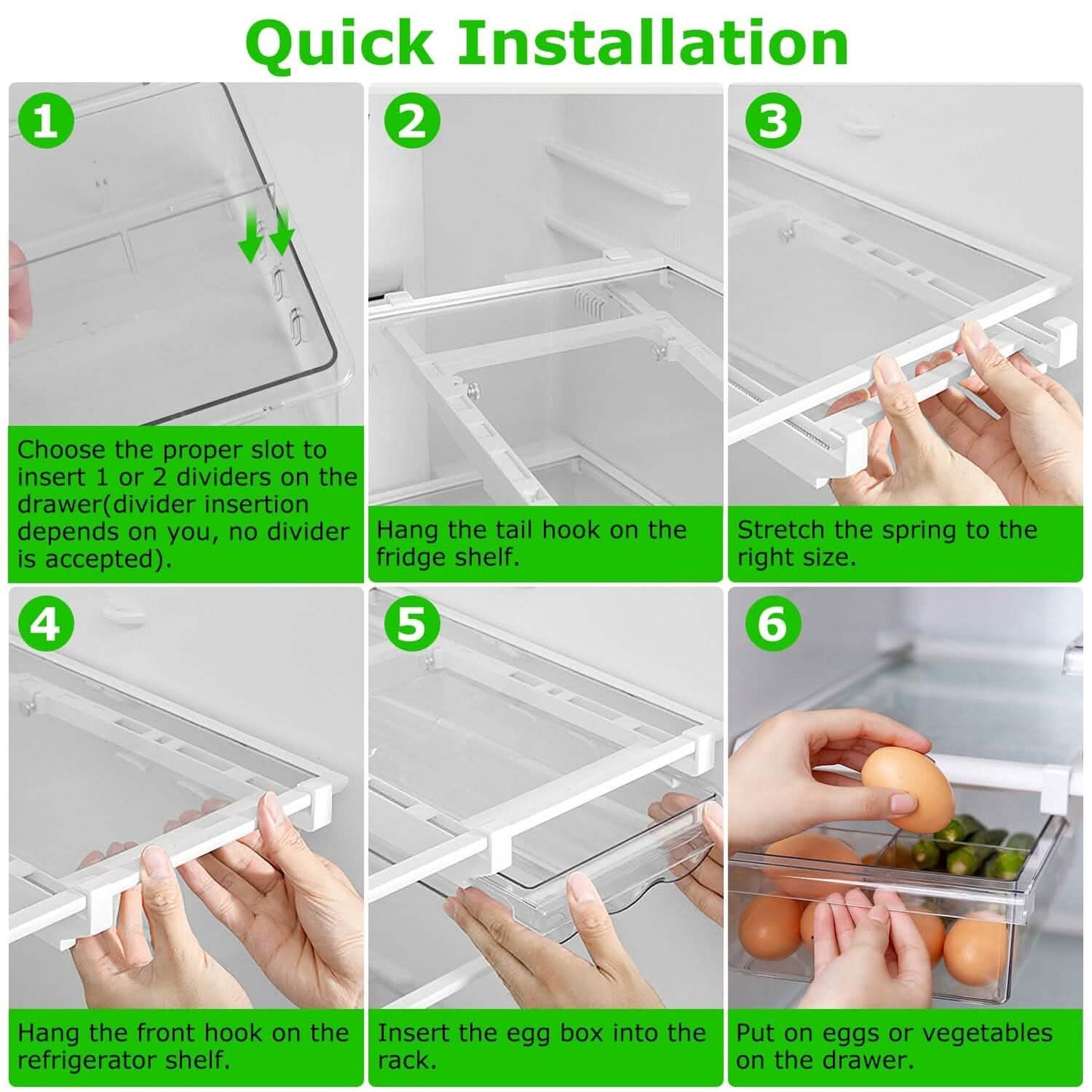 2-Piece: Refrigerator Egg Drawer 36 Egg Capacity Snap On Hanging Storage Tray DailySale