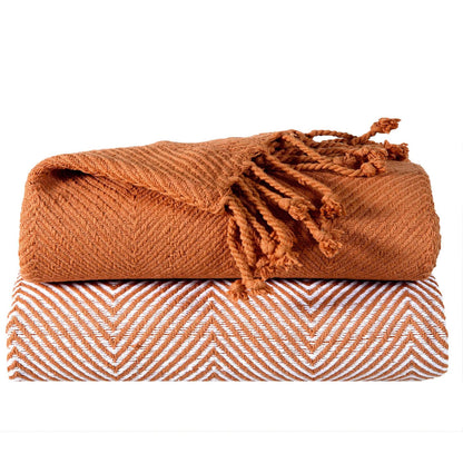 2-Piece Set: 100% Cotton Hand Twisted Throw Blanket 50" X 60" DailySale