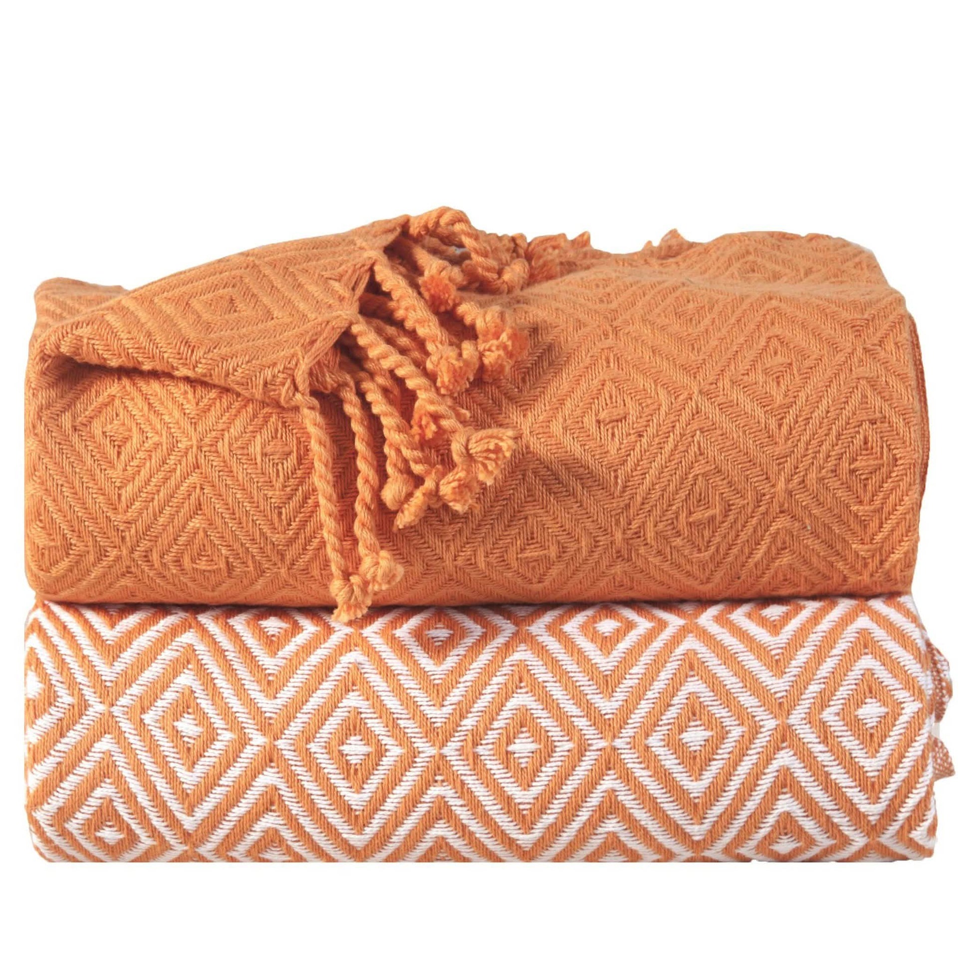 2-Piece Set: 100% Cotton Hand Twisted Throw Blanket 50" X 60" DailySale